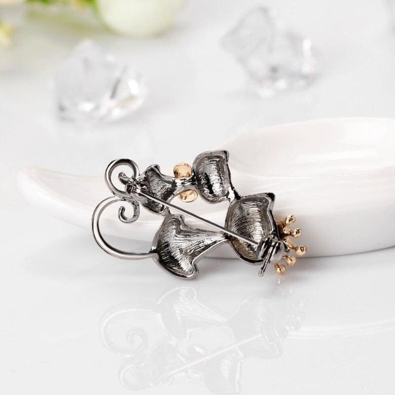 Broche épingle  petit chat noir et les hiboux  bijou fille cadeau