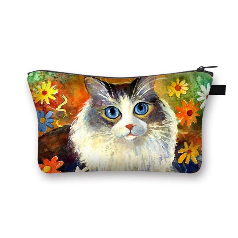 Trousse Plate Maquillage Motif Tête De Chat Européen - PVC Imperméable