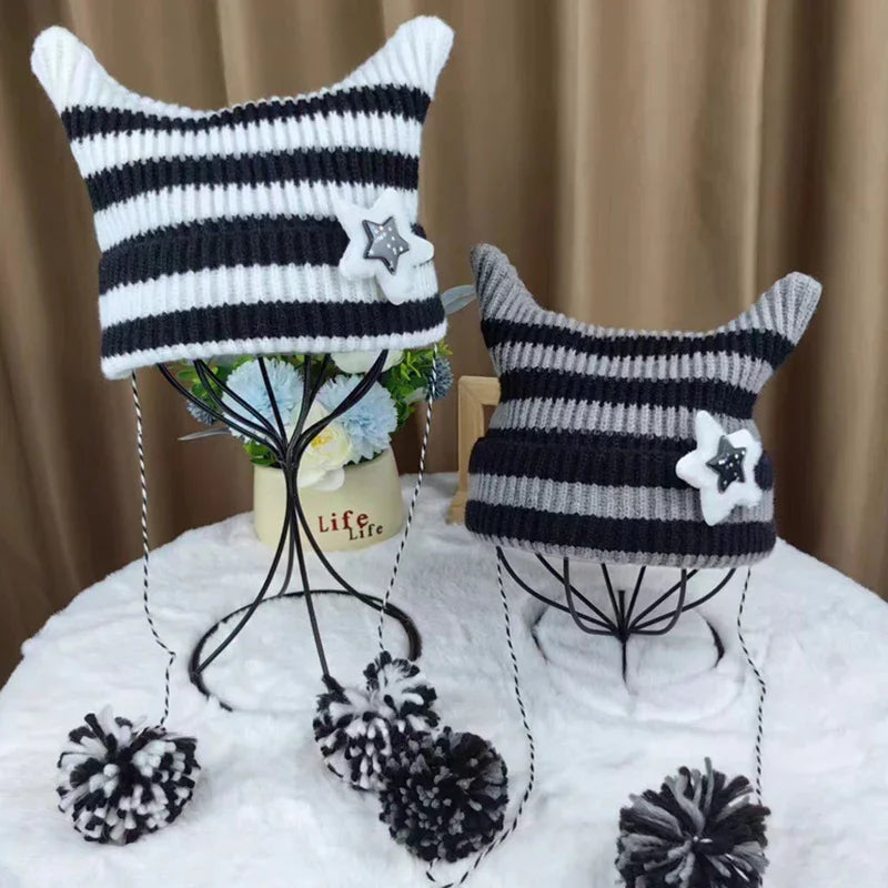 Bonnet Oreilles De Chat Fait Main - Couleur Au Choix - Très Mignon Et Original