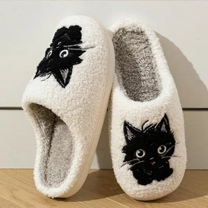 Chaussons Chat Peluche Hiver - Pantoufles Douces Antidérapantes - Taille 38 Gris - Pour Intérieur/extérieur - 5