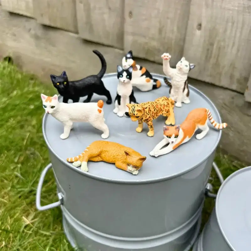 tioili Lot de 2 figurines de chat en céramique blanche avec