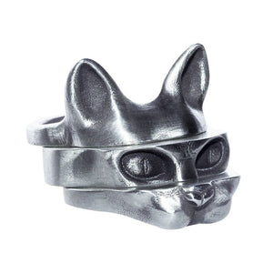 Bague tête de chat Sphinx 3 pièces à assembler THRIKAT™ bague chat, métal assembler, bagues, bagues