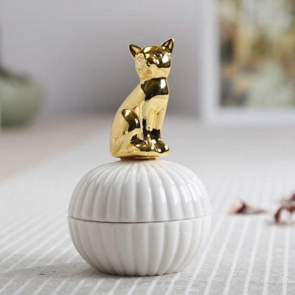 Boîte à bijoux chat doré en céramique JOYKAT™ Bijoux, boite bijoux,