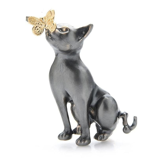 Broche Chat Noir Vintage - En Résine - Occasion - Accessoire De Mode Rétro Et élégant