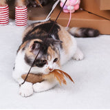 Canne à pêche en bois artisanale pour chat ARTISAKAT™ Chat, chat, cannes pêche, jouet souris, jouets