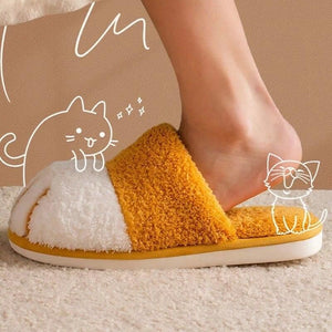 Chaussons 3D à motif chat fille beige Chaussons 3D à motif chat fille beige