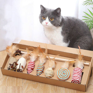 Coffret cadeau jouets pour chat en plume et sisal GIFBOXKAT™ sisal, jouet souris, jouets, 