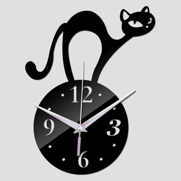 Horloge chat noir dos voûté câlin CLOJAKAT™ horloge chat, câlin, Maison / Décoration, pe, pendule