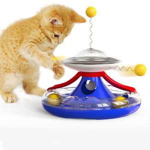 Jouet à plateaux rotatif 2 en 1 pour chat TRUMBLKAT™ circuit interactif avec balles chat, dôme 3 