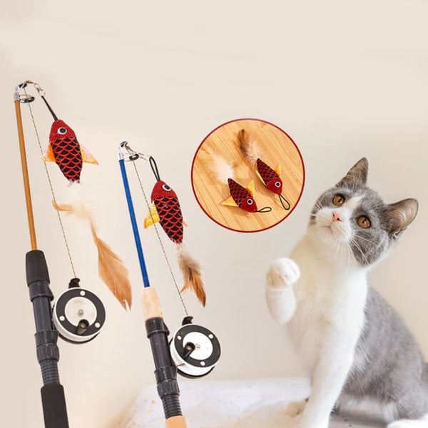Jouet Canne à pêche télescopique avec moulinet pour chat TALESKAT™ cannes pêche, chat, jouets, 