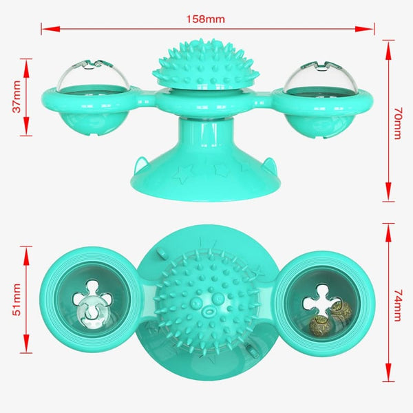 2-sphere suction cup mill toy for cats