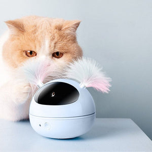 Jouet pointeur laser intelligent à plumes pour chat