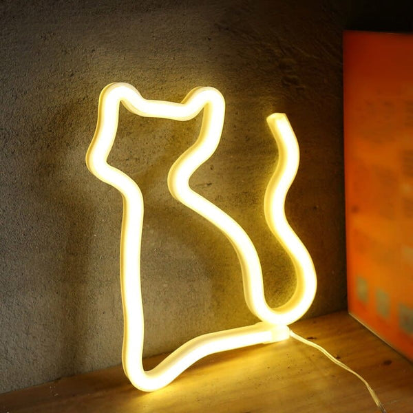 Lampe néon LED silhouette de chat NEONKAT™ lampe chat, Lampes et veilleuses, Maison / Décoration