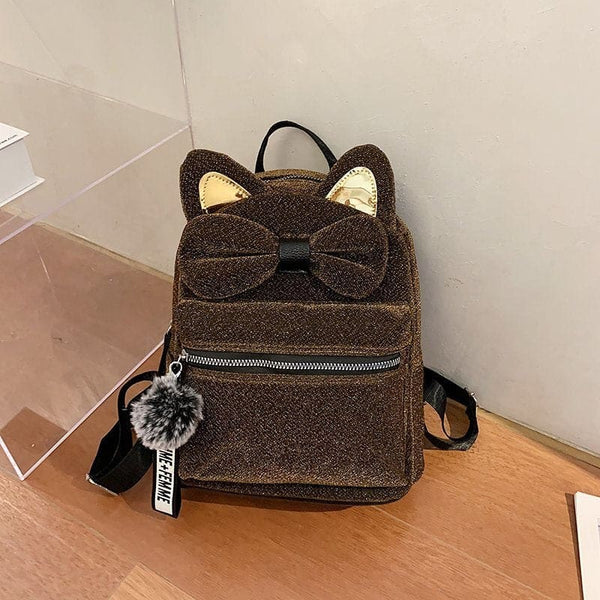 girls black cat mini backpack Mini Cat Backpack with Bow Tie