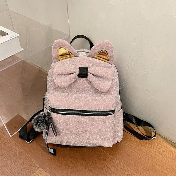 cat ear mini backpack Pink Ears and Tail What a purr Black Jfashion Cat Ear Backpack