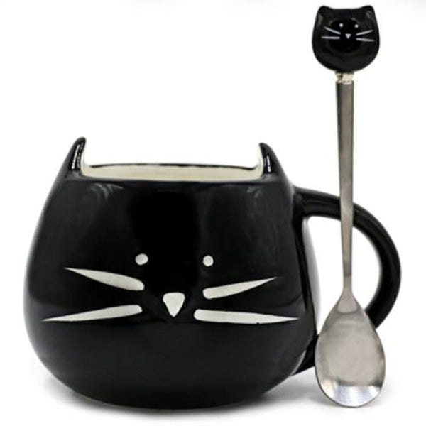 Mug et cuillère Chat Noir Et Blanc SPOONYKAT™ Maison / Décoration, Meilleures ventes, mugs tasses