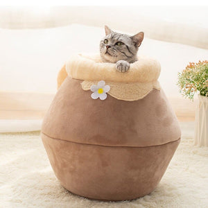 Niche chat en forme de pot miel 3 1 HONEYKAT™ couchages, niche chat, 1, niches / maisonnettes