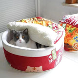 Niche en peluche Noodles pour chat RAMENKAT™ couchages, Lits /paniers, niche chat, coque détachable 