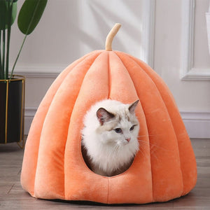 Niche pour chat en forme de citrouille SIMLYKAT™ couchages, Lits /paniers, Maisonnette niche design 