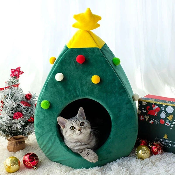 Niche pour chat en forme de sapin Noël KAMAKAT™ couchages, niche chat, Noël, niches / maisonnettes