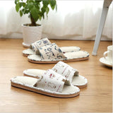 Pantoufles sandales d’intérieur en lin motif chat TORNYYKAT™ chaussons / pantoufles, chat, vêtements
