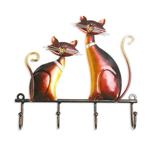 Patère Support mural range clés les 2 chats en fer forgé TWOKAT™ maiso, Maison / Décoration, forgé, 