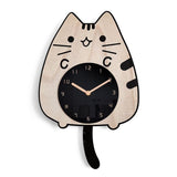 Pendule chat cartoon quartz en bambou TUNGKAT™ horloge chat, Maison / Décoration, pendule