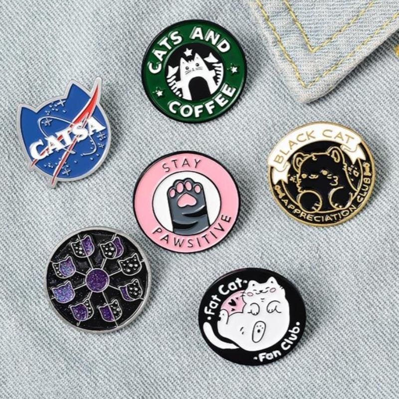 Broche Chat Noir En Résine - Accessoire Vintage - Occasion - Pins Cat Brooch