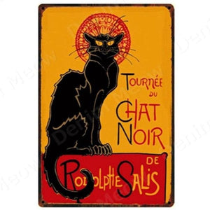 Plaque Métallique Chat Noir RETROKAT™ Maison / Décoration, plaque métallique, Posters / Affiches / 