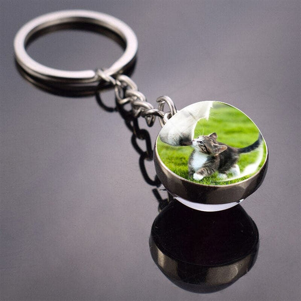 Porte-clés chat sphère en verre trempé BALEYKAT™ accessoires, Porte-clés,