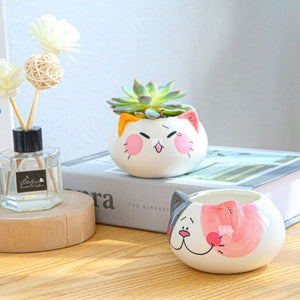 Pot de fleurs en céramique tête chat STRONGKAT™ Maison / Décoration,