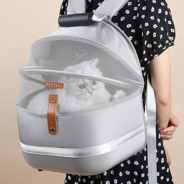 Sac à dos de transport mailles aérées pour chaton PETSKAT™ Mon chat, chat coque transparente, 