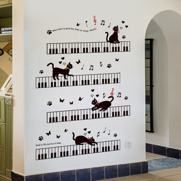 Sticker mural chat partition de piano PIANOKAT™ Maison / Décoration, piano, stickers
