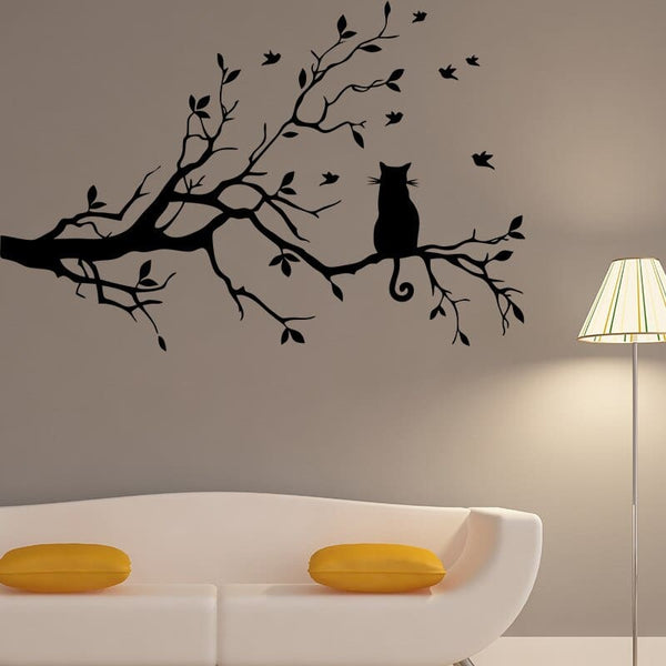 Sticker mural décoratif chat sur branche BURDYKAT™ Maison / Décoration, branche, stickers