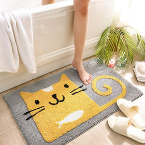 Tapis de bain absorbant chat roux cartoon ROXYKAT™ Maison / Décoration, cartoon, tapis sol, sol / 