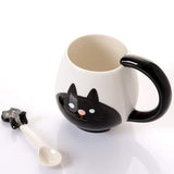 Tasse à café céramique chat noir avec cuillère BRANYKAT™ cuisine, mug, mugs et tasses,