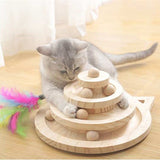 Tour spirale en bois 3 niveaux pour chat NIVELKAT™ jouet interactif chat, jouets, jouets 