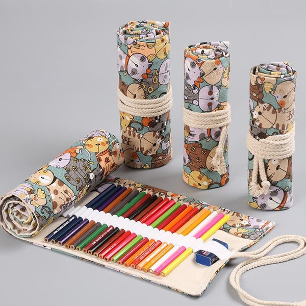 Trousse à crayons en toile motifs chats CANVAKAT™ accessoires, Fournitures / papeterie, trousse,