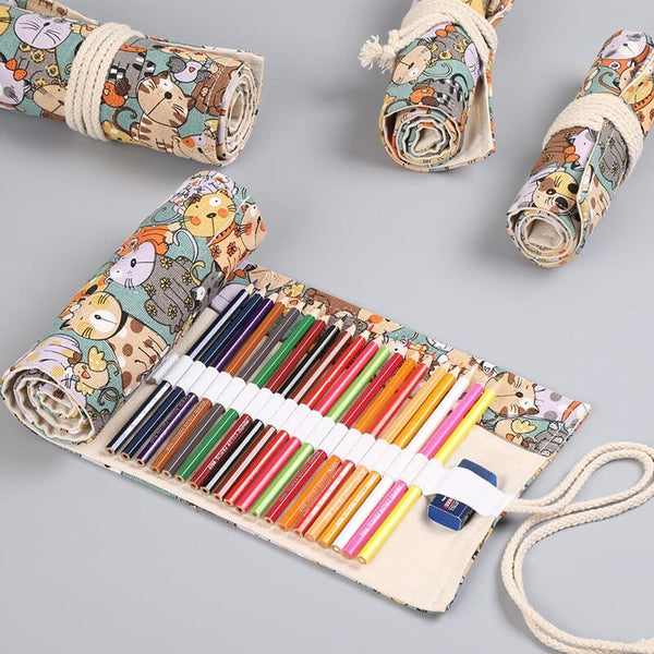 Trousse à crayons en toile motifs chats CANVAKAT™ accessoires, Fournitures / papeterie, trousse,