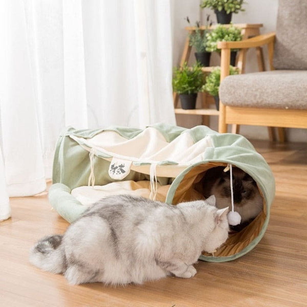 Tunnel aire de jeu peluche pour chat SPARKYKAT™ jeux intéractifs, Mon chat, Tapis cachette tunnels
