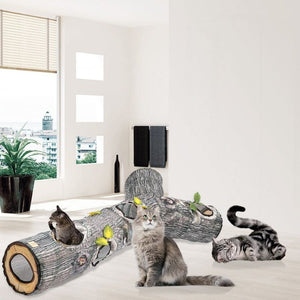 Tunnel de jeu interactif souche d’arbre pour chat WOODSKAT™ Mon chat, tunnels